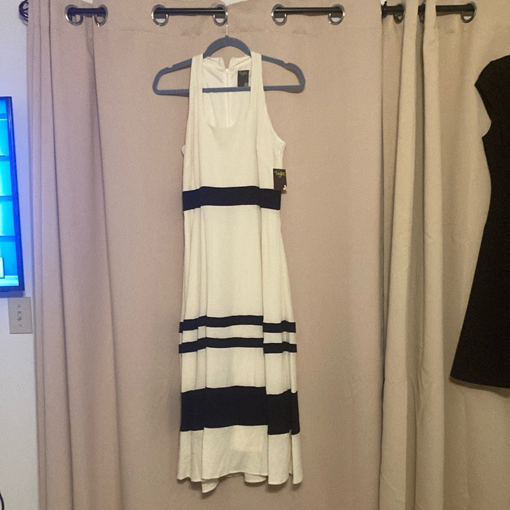 Cream and Black Halter Sundress Resort Wear